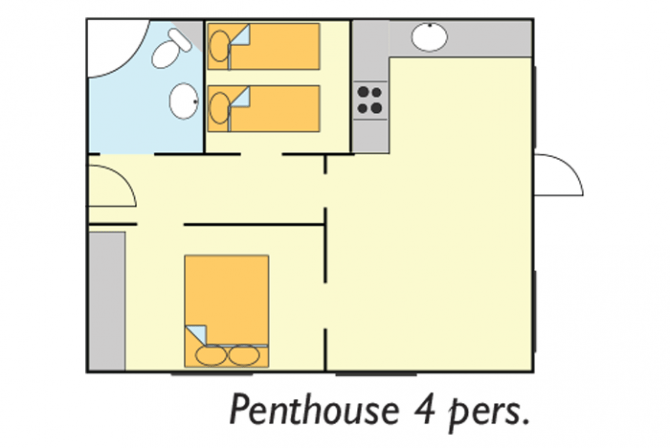 Oversigt over Penthouse til 4 personer